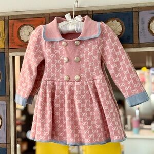 Pink and blue knit dress - size 12-18M - Like New